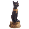 Black & Gold Bast Cat - Wearing Scarab Necklace