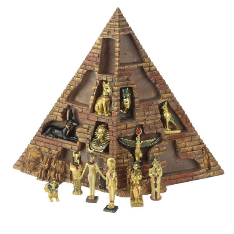 Pyramid Display Stand with twelve Ancient Egyptian Figures