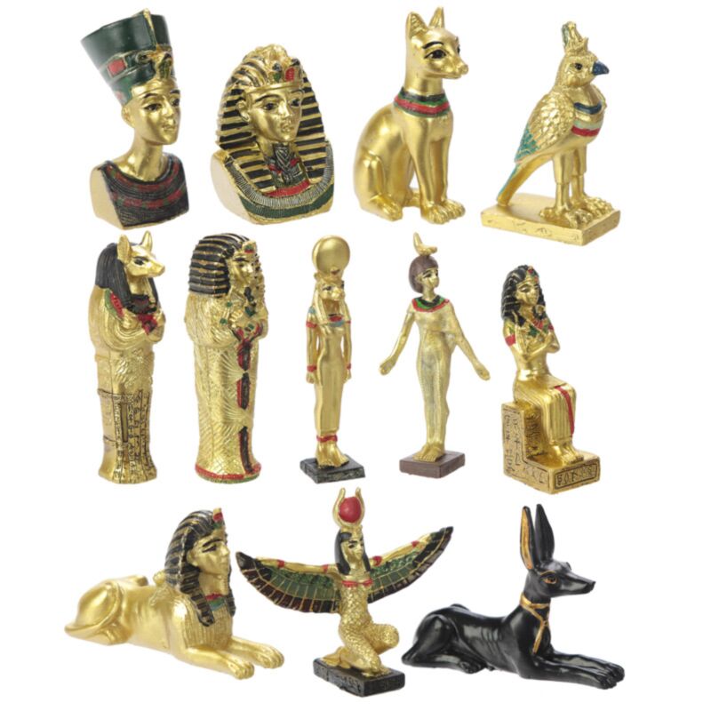 Pyramid Display Stand with twelve Ancient Egyptian Figures